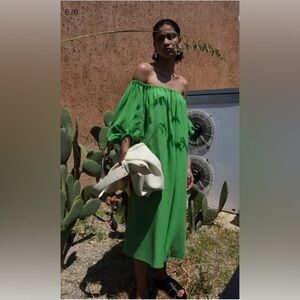 COS Linen Blend Puff Sleeve Sundress Size Medium